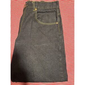 RED APE JEANS CO Mens Dark Wash Denim Straight Fit Embroidered Accent 40x32